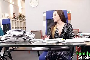 Adorable Teen and Stepdaddys Cock's at Office: FamilyStroke