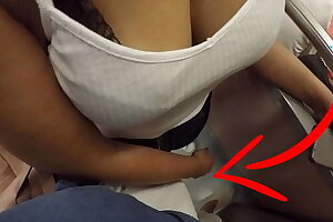 Unknown Blonde Milf with Big Tits Started Touching My Dick in Subway ! That's called Clothed Sex?